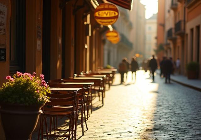 A quiet afternoon in a European plaza