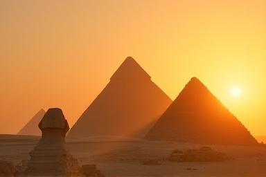 The Great Pyramids during sunset